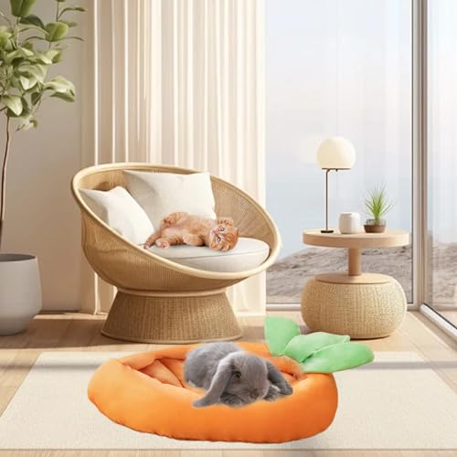 Bunny Bed, Rabbit Bed Carrot Shape, Soft & Machine Washable with Removable Cushion for Guinea Pig Chinchilla Squirrel Hedgehog and Other Small Animals (Carrot Shape) - color: L-Orange Carrot Shape,1PCS