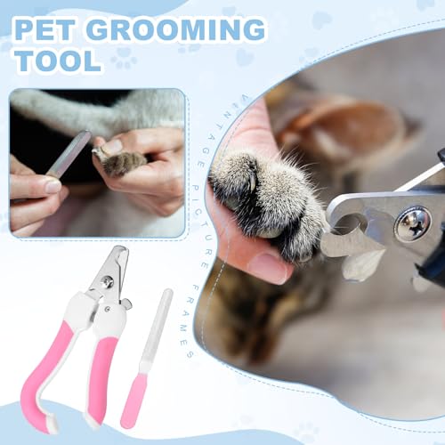 Pet Nail Clipper with Nail File, Pet Nails Clippers and Trimmer with Safety Guard, Professional Grooming Tool for Indoor Small Dog Cat Kitten, (Pink/White, 1 Set) - color: Pink/White