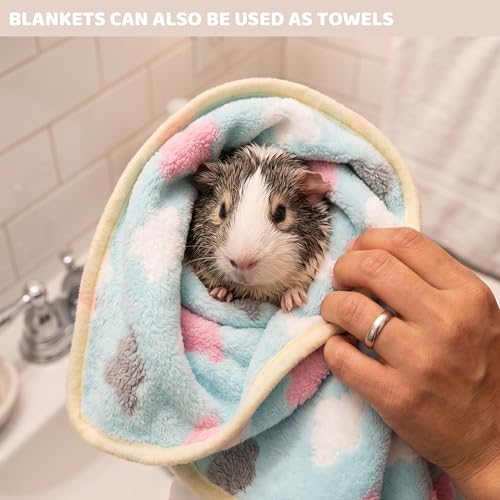 Guinea Pig Blankets 6 Pack, Soft Fleece Small Animal Cage Liners | Washable Pet Bedding Mat & Cozy Cuddle Pads for Rabbit, Hamster, Chinchilla, Hedgehog, Guinea Pig (13.7x13.7in) - color: 6 Pack, size: 13.7"*13.7"