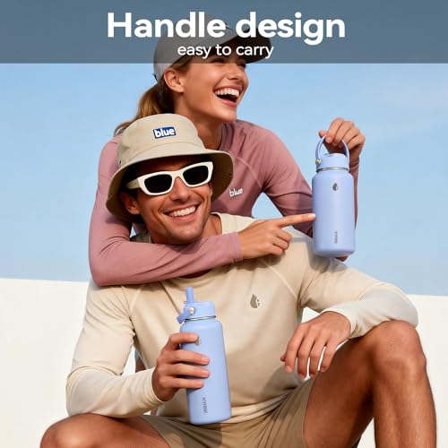 32oz Insulated Stainless Steel Water Bottle with Straw Lid Lager Capacity - color: Blue