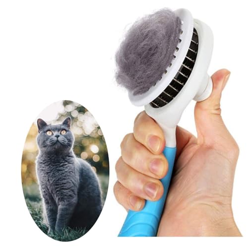 Self Cleaning Slicker Brush - Cat Brush Skin-Friendly Deshedding Grooming Massaging Tool for Long & Short Haired Pets, Cat Hair Brushes Easy Removes Undercoat for Dogs Cats Rabbits - UPGRADED, Blue - color: 1Pack Blue
