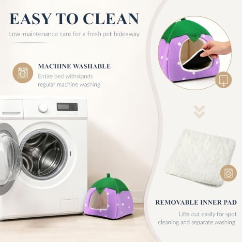 Guinea Pig Hideout Bed, Dwarf Rabbit House Cave | Cozy Hide-Out for Little Bunny Hedgehog Ferret Chinchilla & Other Small Animals, Cage Accessories - color: Purple
