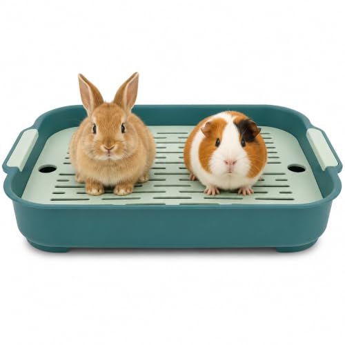Garneck Guinea Pig Litter Box Rabbit Toilet Tray: Bunny Cage Litter Pan with Grid for Small Animal Potty Training Pet Toilet for Guinea Pig Rabbit Ferret Easy Clean