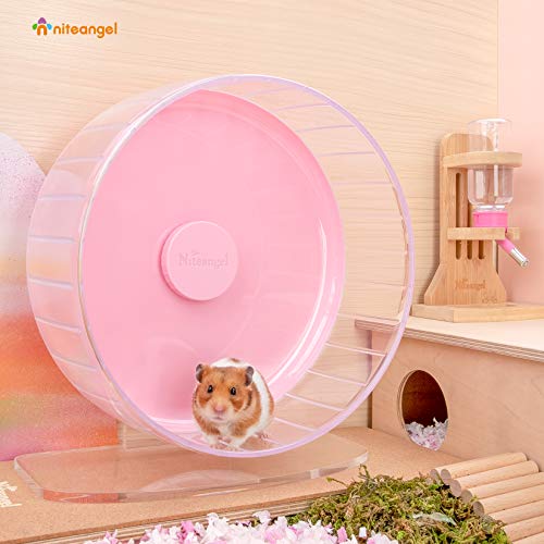 Niteangel Super-Silent Hamster Exercise Wheels: Quiet 11 inch Running Wheel | Can 11.6-15.4" Adjustable Height - No Bend Back Spinner Running for Dwarf Syrian Hamster Gerbils Mice Or Other Small Animal - color: Pink, size: Large
