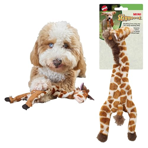 SPOT Skinneeez Giraffe 14 Inch Stuffing-Free Plush Squeaky Dog Toy – Soft Interactive Chew Toy for Small and Medium Dogs – Mess-Free Play for Light & Moderate Chewers - style: Mini Giraffe