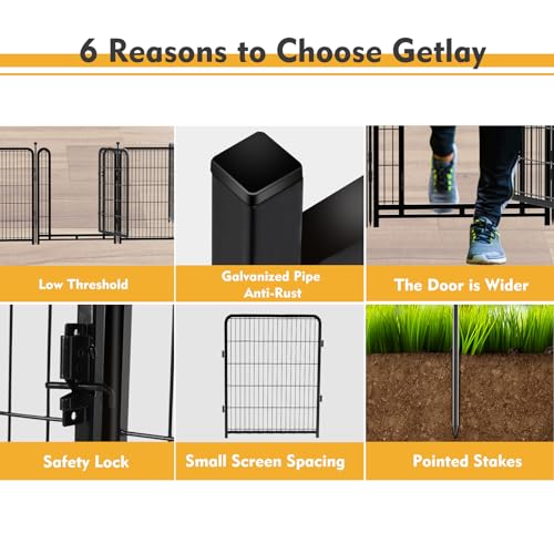 Garden Fencing 36 Inch High, 4 Panels Total 8.9 Ft(L) Dog Fencing Outdoor for Yard, 4 One-Sided Plate, No Door, Anti Dig Fence Barrier, Dog Pen, Rabbit Fence, Garden Fences and Borders