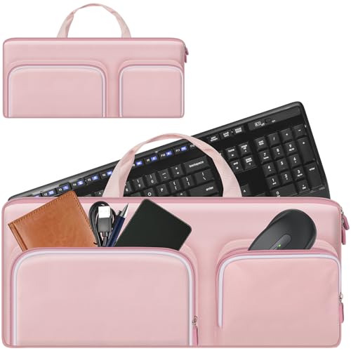 Keyboard Carrying Case for Logitech MK270 MK345 MK335 MK955 | For Office Users, Commuters, and Travelers; Organizer with Mouse and USB Receiver Pocket, Case Only - Pink - color: pink