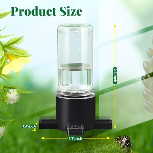 2 Pcs 10ML Jumping Spider Water Dispenser with Magnets, Black | Gravity-Fed Automatic Water Supply, Safe Material forTarantulas Enclosure/Habitat, Flexible Magnetic Installation