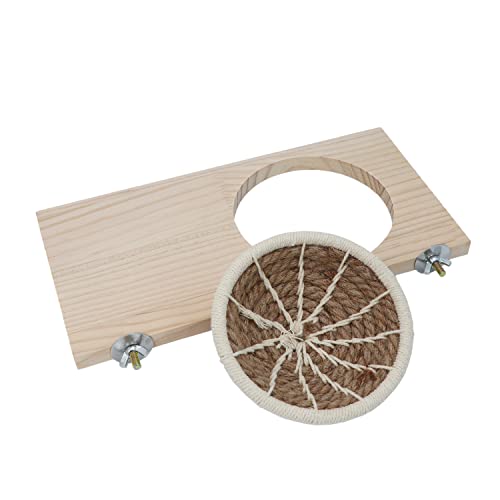 Wontee Bird Perch Stand with Nest Bird Breeding Nest Bed Wooden Platform for Budgies Parakeets Cockatiels Conures (M)