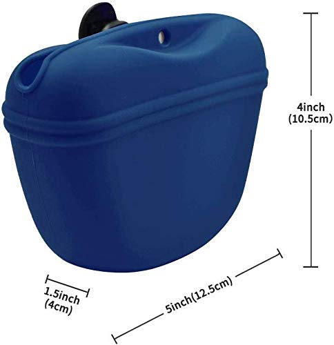 RoyalCare Silicone Dog Treat Pouch-Small Training Bag-Portable Dog Treat Bag for Leash with Magnetic Closure and Waist Clip[US Design Patent] - color: dark blue