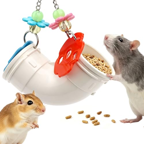 Hypeety Rat Enrichment Toys Cage Accessories Chew Toys for Mice Parrots Rat | Promotes natural foraging, reduces boredom, with wide opening, hanging slow feeder for treats, easy-clean, puzzle toy, white - color: White