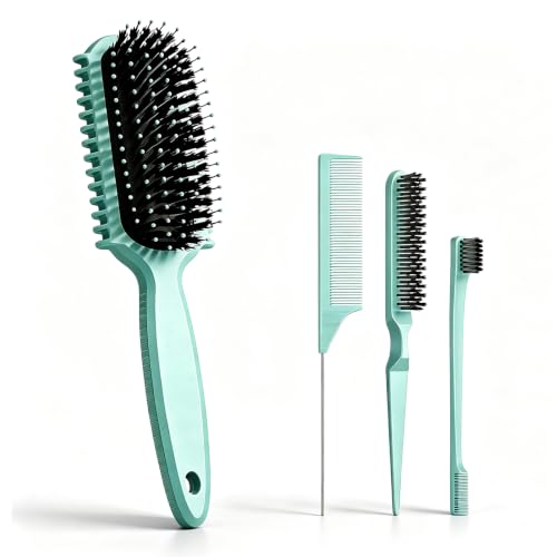 Curl Defining Brush, Curly Hair Brush, Slick Back Hair Brush, For Combing and Shaping Curls in All Hairstyles to Reduce Pulling (Green) - color: Green
