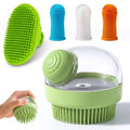 5PC pet grooming bath brush set - silicone massage brush with shampoo dispenser - suitable for dogs and cats for bathing, removing loose hair, and oral cleaning (Verdant) - color: Verdant