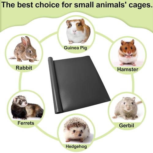 Guinea Pig Bedding Cage Liner 24"×118" 1pcs Waterproof Rabbit Bedding, Waterproof and Reusable Pads for Guinea Pigs, Rabbits, Hamsters, Gerbils, and Chinchillas?Black Mat - color: 1 PCS Black 24"×118"
