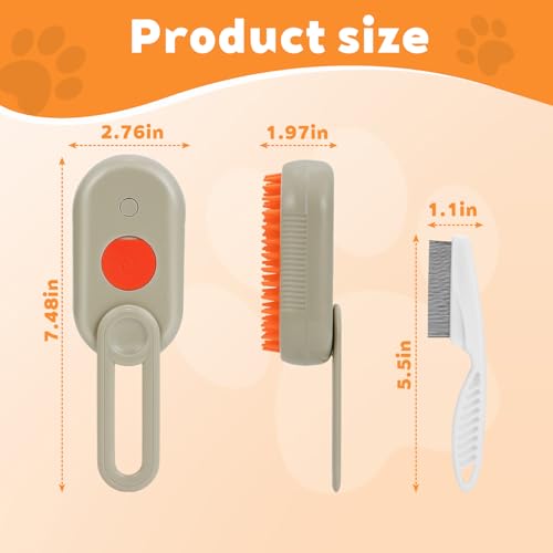 2025- New cat steam brush, 4-in-1 cat steam brush, for massaging and cleaning fallen pet hair, suitable for cats, dogs, rabbits and other pets (khaki + white) -2 pieces (white) - color: white