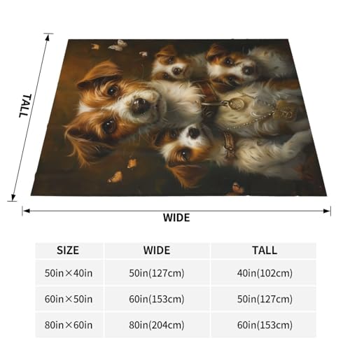 Jack Russell Terrier Blanket Gifts for Women Girls Kids Dog Lovers, Puppy Flannel Blankets, Warm Cozy Soft Throw for Bedroom, Camping, Couch, Decor 50x60 in - color: Jack Russell Terrier, size: 50"x60"