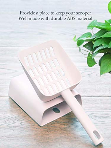 Cat Litter Scooper with Caddy, Cat Scooper for Litter Box with Holder Stand, Durable, Neat and Convenient - Matte White - color: S-White