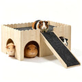 Large Guinea Pig Castle, Sturdy Wooden Guinea Pig Hideout, Upgraded Wooden Guineas Pigs Castle with Anti-Slip Stairs, Easy to Assemble for Small Animal House Habitat or Hamster Hideout