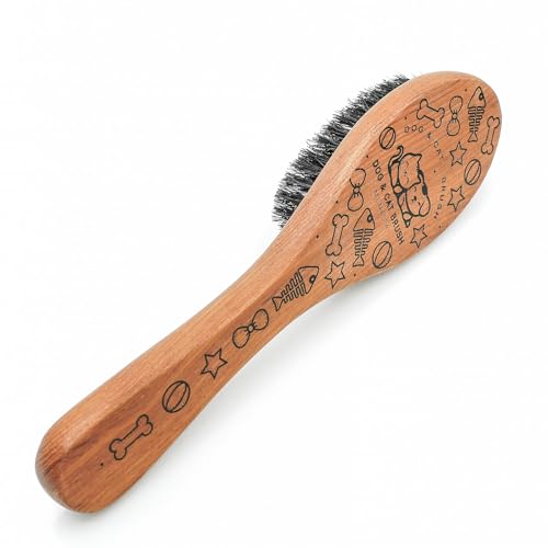 Soft Cat and Dog Grooming Brush for Small & Large Pets | Soft Boar Bristles, Wood Handle, Small Size, Gentle Grooming for Long & Short Hair