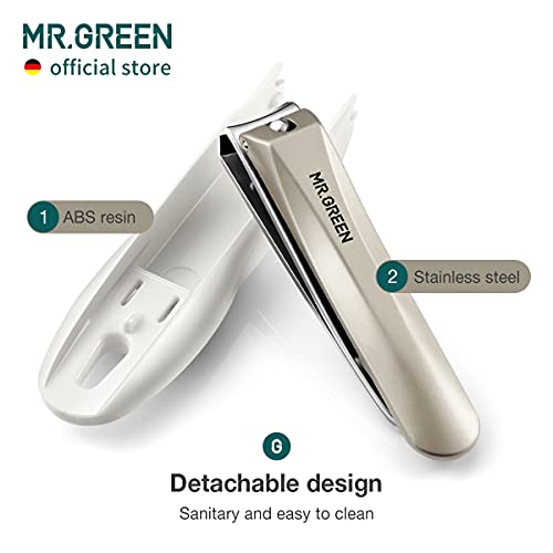 MR.GREEN Nail Clippers Anti Splash Fingernail Cutter Stainless Steel Manicure Tools Nail Scissors Detachable Design Nail Trimmer (Medium) - size: Medium without Nano Glass File