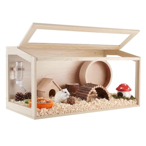 VEVOR Wooden Hamster Cage 40.1"x20.4"x20.1" 270° Viewing Hamster Habitat, Chewproof Acrylic Small Animal Cage with Openable Top, Large Pet Enclosure for Syrian/Dwarf Hamsters, Guinea Pigs & Gerbils - size: 40.1"L x 20.4"W x 20.1"H