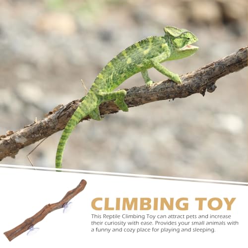 FAVOMOTO Wooden Reptile Climbing Branch with Suction Cups, Natural Terrarium Reptile Decor Lizard Climbing Toy for Snake Frog Bearded Dragons Chameleons Habitat Tank Accessories