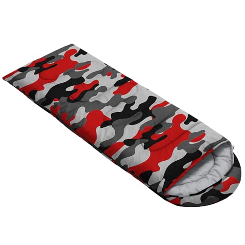 Sleeping Bags for Adults and Kids Backpacking Camping Sleeping Bags for Girls and Boys Lightweight Waterproof Cold/Warm Sleeping Bag for All Season - color: Red Camo
