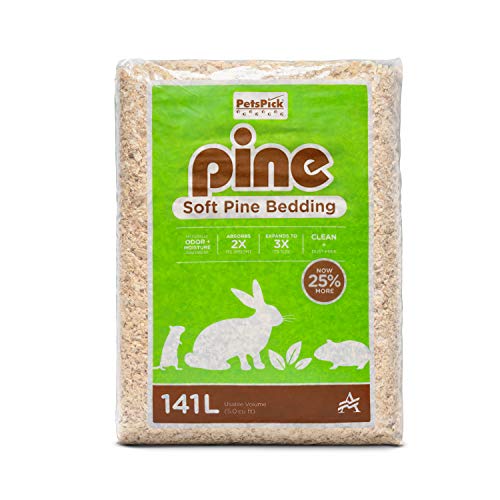 PETSPICK Pine Wood Bedding for Small Pets, Cages and Animal Habitats, 141 L | Pine bedding is sized for small pets and animal habitats; 141 L package supports cage and enclosure maintenance. - size: 141L