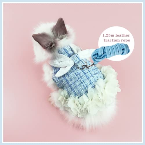 Bunny Harness and Leash,Adjustable Soft Guinea Pig Clothes Pet Rabbit Ferret Harness Costumes for Small Animals Dress - color: Blue, size: Small
