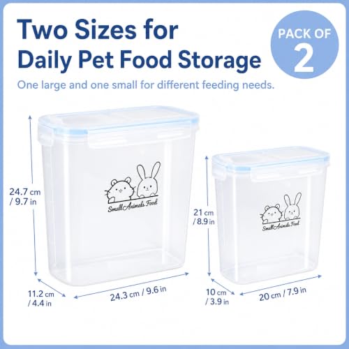 Pet Food Storage Containers,Airtight Small Animals Food Container,Cat Food Storage Container,Jars Dispenser Set with Lids,Multi Size3.52Qt/4L and2.2Qt/2.5L,for Wild Bird Seed Dispenser|BPA Free/Clear