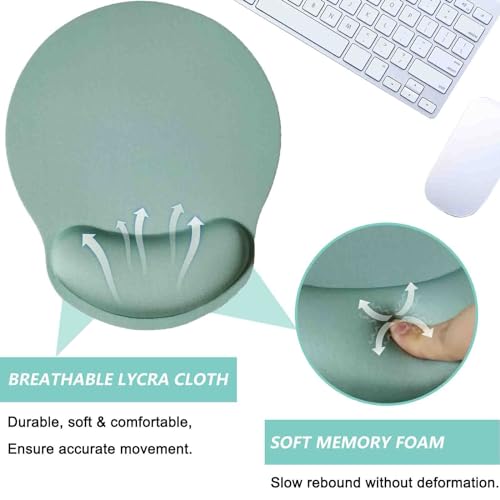 Mouse Pad with Wrist Support, Ergonomic Mouse Pad with Memory Foam Wrist Rest Cushion, Non-Slip Rubber Base Gaming Mice Pad for Home Office Computer Laptop, Green - color: Green