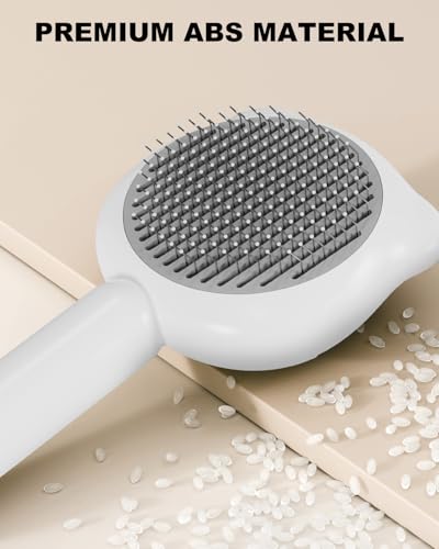 Dog Brush for Shedding, Gentle Self Cleaning Pet Brush with Release Button for Cats and Dogs, Easy to Remove Loose Hair Daily Grooming Tool During Shedding Season - color: White Tiger