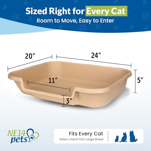 KittyGoHere Senior Cat Litter Box, Large with Jumbo Scoop, Beach Sand | Open Top Low Entrance Kitty Litter Box With Long-handle Jumbo Scoop, Lightweight Low Entry Litters Box, Durable, Made in USA - color: Beach Sand, size: Large with Scoop