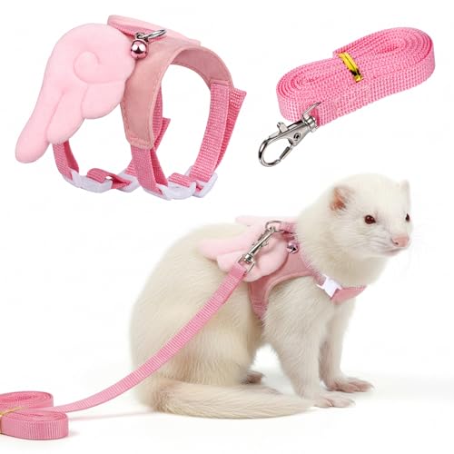 Ferret Harness and Leash Set Small Animals Vest Harness,Ferret,Mouse | Guinea Pig Clothes, with Safe Bell, Soft Mesh, HarnessLeash Vest, for Baby Rabbit, Guinea Pig, Teacup Chihuahua, Hamster