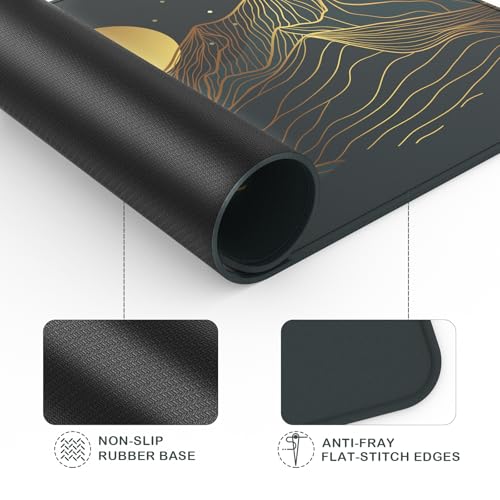 Mouse Pad with Stitched Edge, Multiple Patterns Computer Mouse Pads with Non-Slip Rubber Base, Washable Cloth Mousepad, for Gaming, Laptop, PC (Lunar Peaks) - color: 30Lunar Peaks