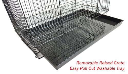 30" Large 3-Levels Easy Setup Foldable Bite-Proof Tight Bar Spacing Ferret Chinchilla Sugar Glider Rats Mice Mouse Rodent Hamster Gerbil Hedgehog Small Animal Critter Metal Travel Carrier Cage