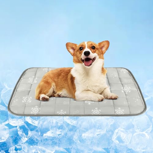 Dog Cooling Mat, Dog Blanket Washable, Cool Fabric & Internal Waterproof Cooling Pad (Grey, Medium (28X20 inch)) - color: Grey, size: Medium (28X20 inch)