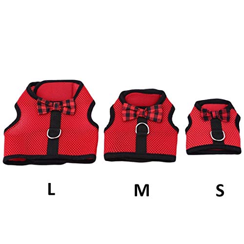 Rabbit Harness with Leash Adjustable Soft Mesh Vest Harness for Bunny Kitten Guinea Pig Rat (M, Red) - color: Red, size: M