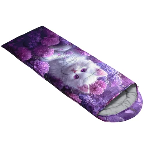 HOSIMA Dear Hunting Pattern Cold Weather Sleeping Bags for Kids Adults. | Black Light Weight Waterproof Sleeping Bags for Outdoors Hiking - color: Purple-e