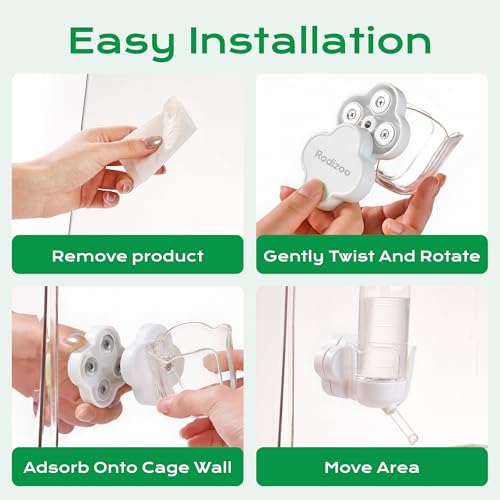 Hamster Water Bottle Holder - Magnetic & Repositionable, Adjustable Base for Hamster Cage, Secure Magnetic Mount, Easy to Move/Install, Fits Most Small Pet Water Bottles (Holder Only) - color: White