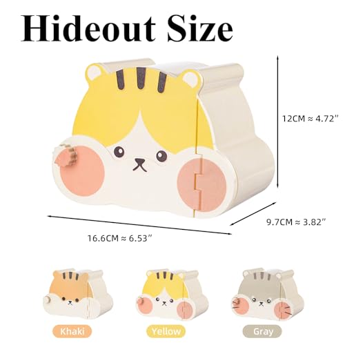 Magnetic Hamster Hideout with Open Lid & Crystal Cooling Pad Set, Visible Hamster House, Summer Cooling Ice Bed, Small Animal Houses & Habitats, Hamster Cage Accessories for Dwarf Mice Rat (Yellow) - color: Yellow