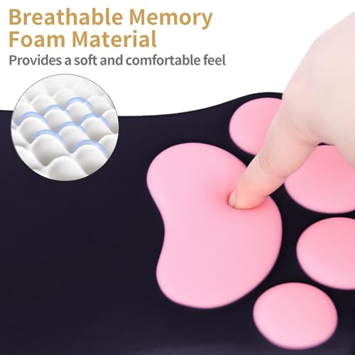 L-SPOUTTO Ergonomic Mouse Pad with Wrist Rest,Cute Cat Paw Mousepad Wrist Support,Comfortable Massage Design Computer Pain Relief Mouse Pad with Non-Slip PU Base for Desk Laptop Gaming Office,Black - color: Black