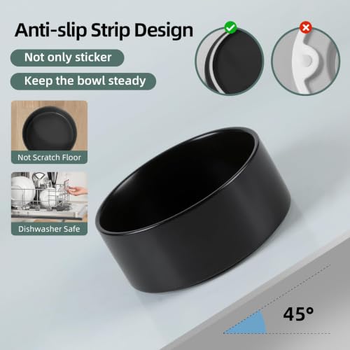 Havniva Ceramic Dog Bowls, 8.3” Dog Food and Water Bowl, Pet Feeding Bowl | Dog Food Bowl for Large Dogs, Food-Grade Ceramic, Dog Water Bowl with Non-Slip Rubber Base, Large Capacity, Dishwasher Safe - color: Matte Black