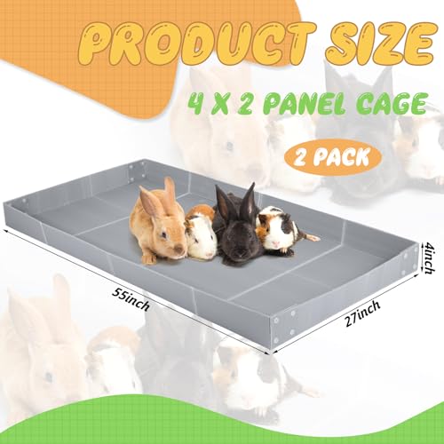 Wenqik 2 Pcs Guinea Pig Cage Liner Corrugated Plastic Cage Liner Base 2 x 4 Panel Size for Small Animals Hedgehogs Rabbits Tray, 55 x 27 Inch (Grey) - color: Grey