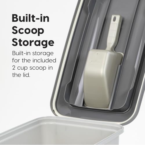 IRIS USA Dog Food Storage Container, Up to 54 lbs, Gray/Dark Gray | Made in USA, Comes with Wheels & 2-Cup Scoop, Airtight Seal, BPA-Free, Bird Seed, Cat food, Cat Litter, Treats, Pellets - color: Gray/Dark Gray, size: 54 lbs
