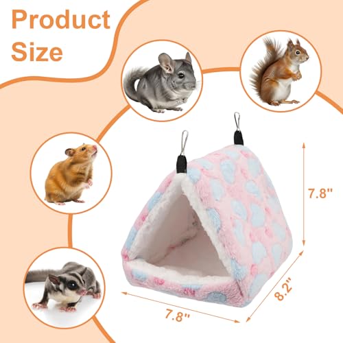 Litewoo Sugar Glider Bed Cozy Small Animal Hammock Hanging House Washable Warm Guinea Pig Hideout Hamster Cave Accessories for Rat Hamster Gerbil Sugar Glider Chinchilla Squirrel and Bird (Large Pink) - color: Pink