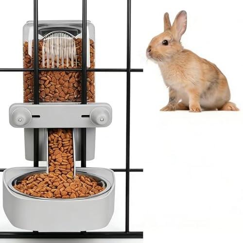 54 oz Pet Food Dispenser, Gravity Feeder Bowl for Cage, Auto Feeder for Ferret, Cat, Dog and Other Small & Medium Animals, Compatible with Widemouth Cages(Gray) - color: GRAY