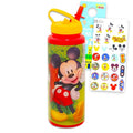 Disney Mickey Mouse Reusable Water Bottle Set - Bundle with Plastic 30oz Water Bottle Twist Top with Straw for Home, School, Sports, Plus Sticker, More Sport Container