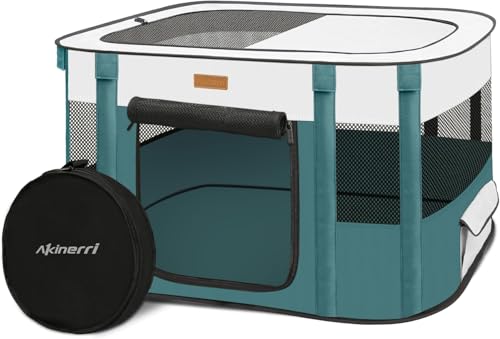 Dog Playpen - Foldable Cat Play Pens for Pubby,Kitten, Rabbit,Portable Pet Tent with Carring Bag for Indoor/Outdoor Travel Camping (Blue-Large) - color: Blue, style: Large