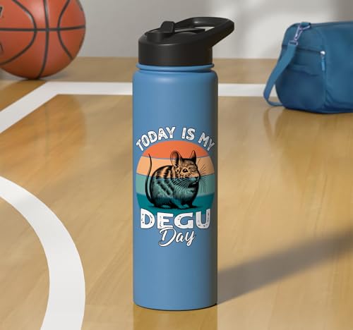 Funny Degu Stainless Steel Insulated Water Bottle - color: Light Blue